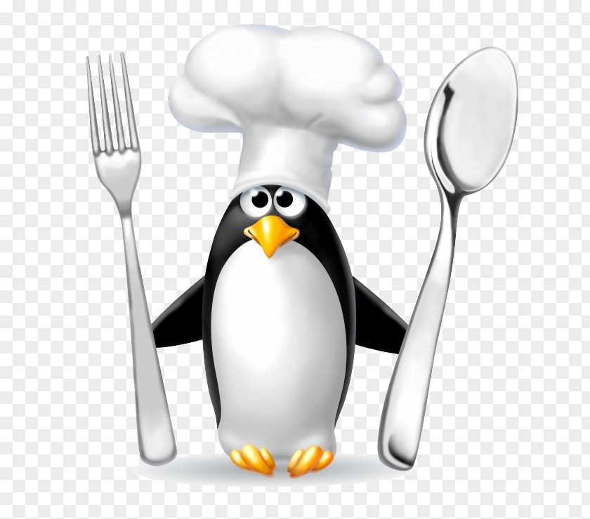Take A Knife And Fork Cartoon Penguin Chef Clip Art PNG