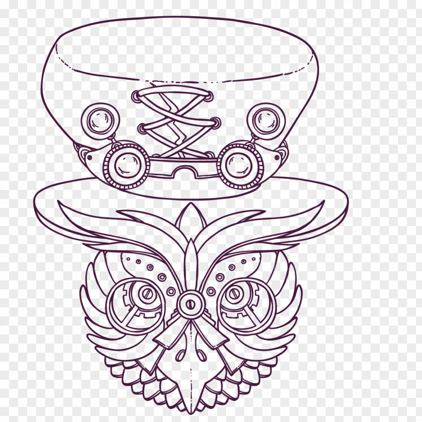 Vector Owl Line Art Illustration PNG