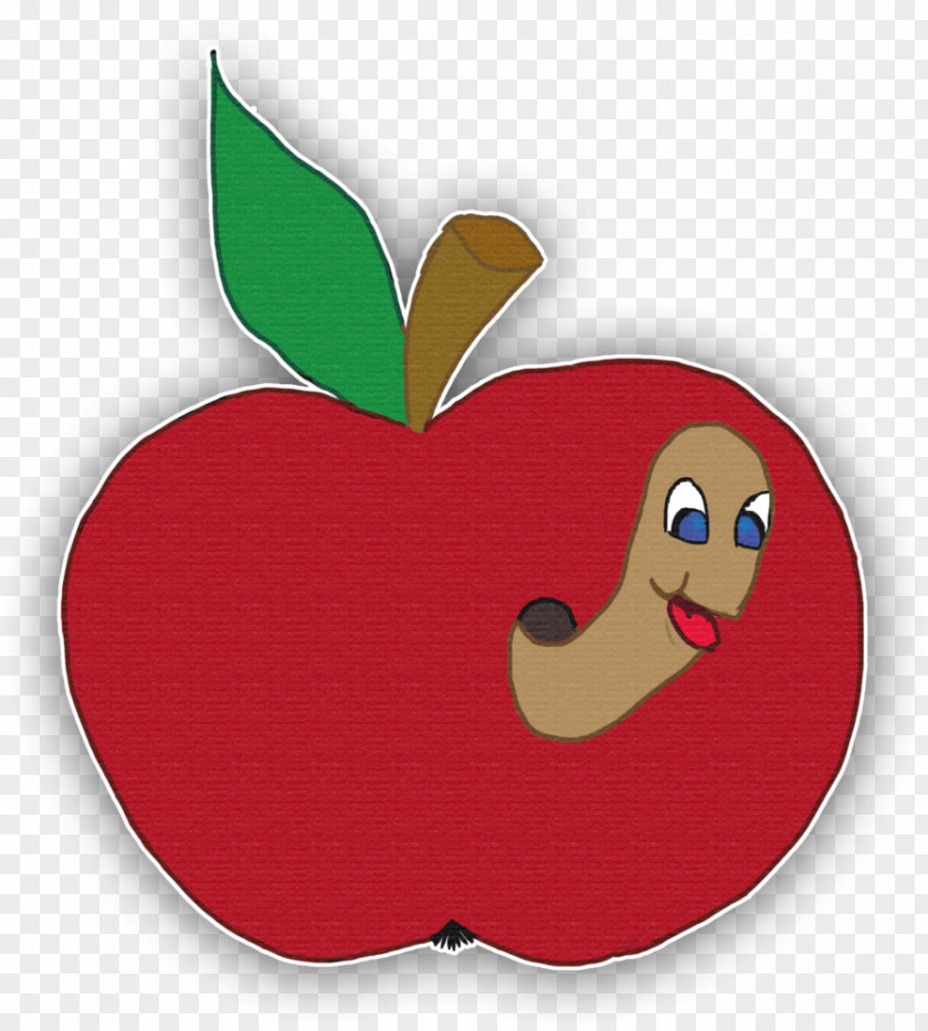 Apple With Worm Cartoon Character Fiction Fruit PNG