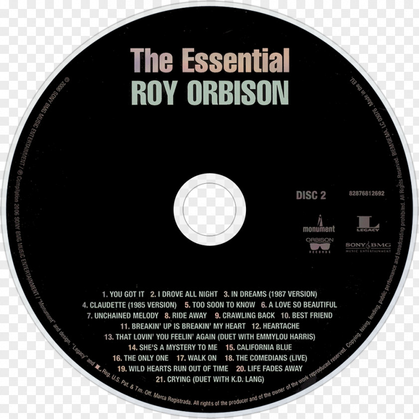 Roy Orbison And Friends A Black White Night Compact Disc The Essential Alice In Chains LCD Soundsystem Phonograph Record PNG