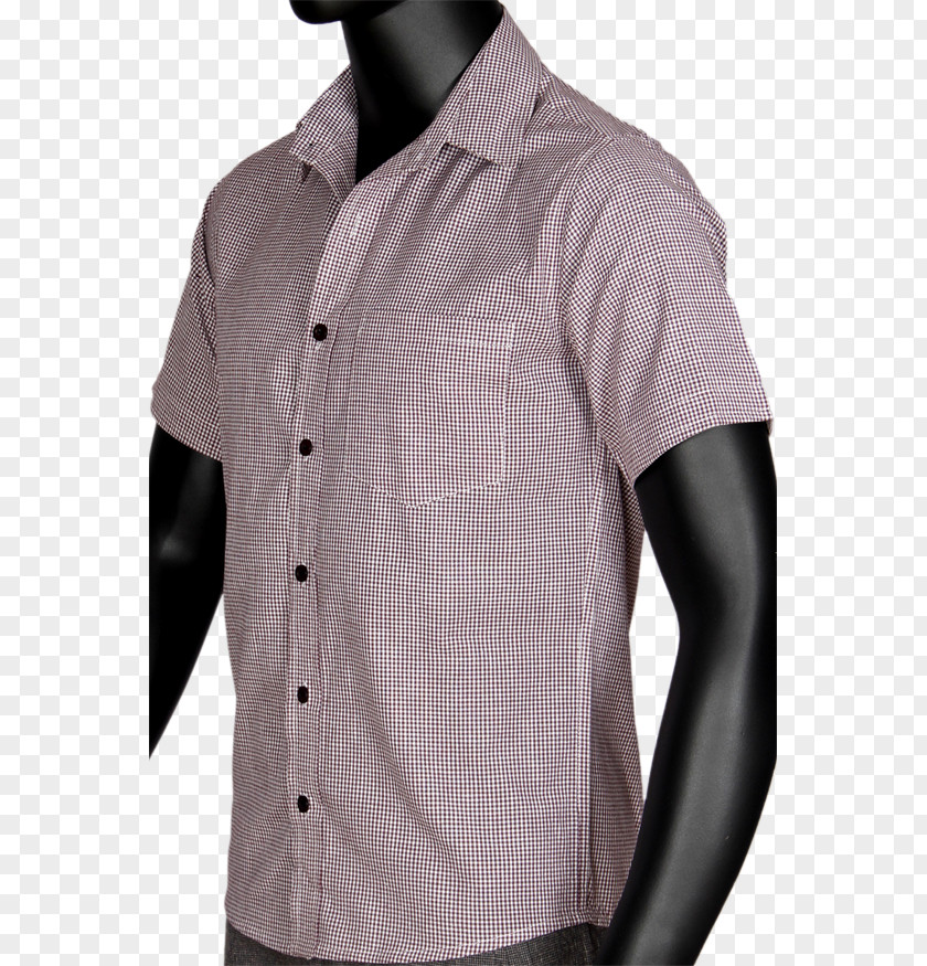 Gingham Checks Dress Shirt Collar Button Neck Outerwear PNG