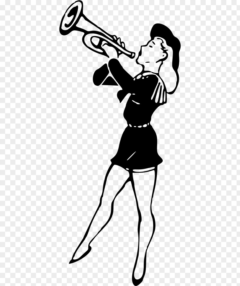 Woman Trumpet Silhouette Drawing Clip Art PNG