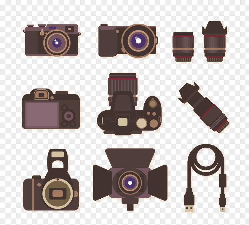 9 Camera And Accessories Vector Photography Photographer PNG