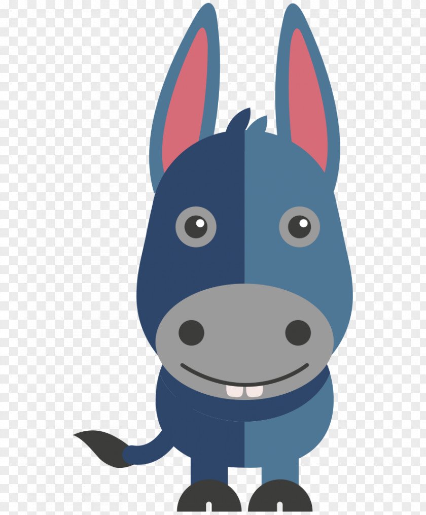 Flat Painted Blue Cartoon Donkey Design PNG