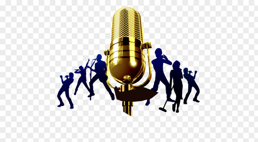 Golden Microphone Singing Material Download PNG
