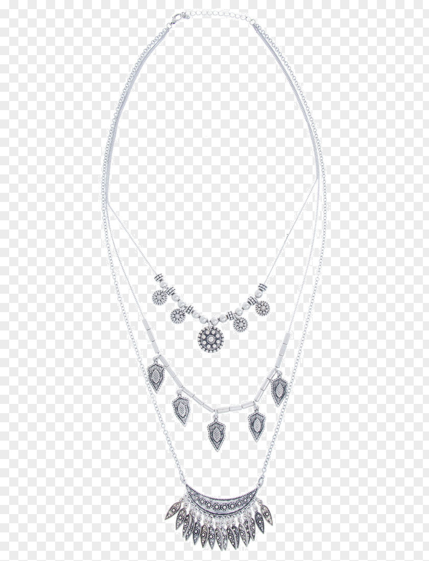 Bohemian Style Necklace Silver Body Jewellery PNG