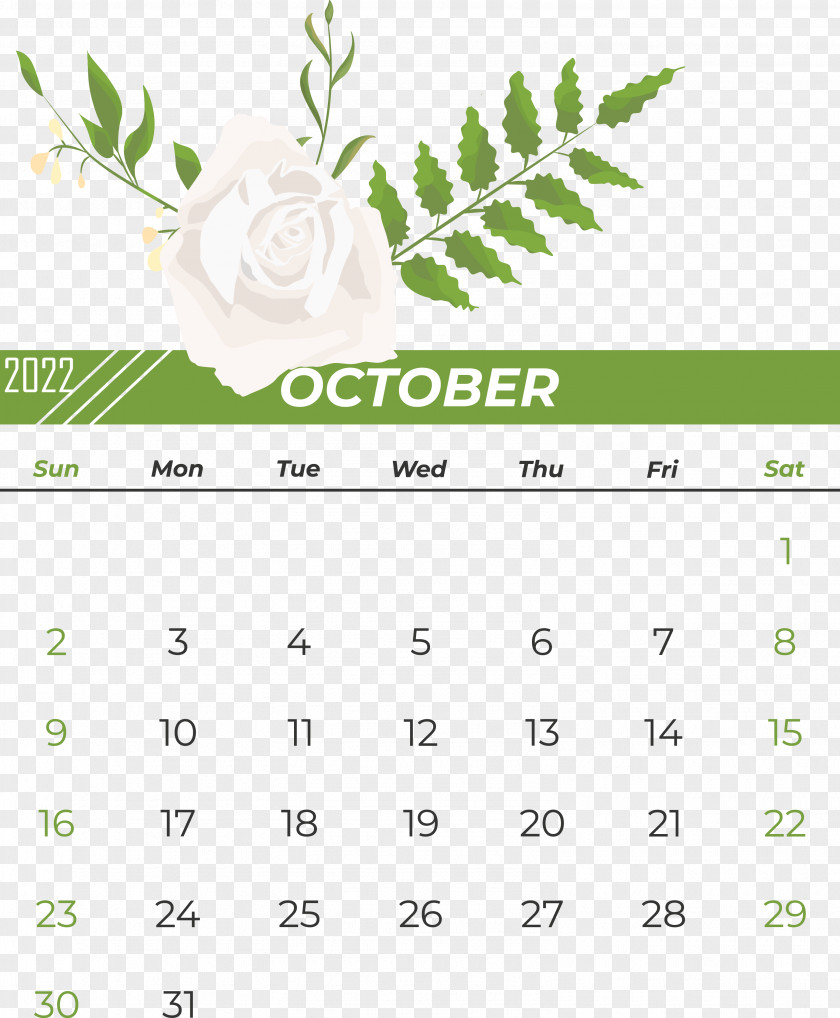 Flower Leaf Calendar Font Green PNG