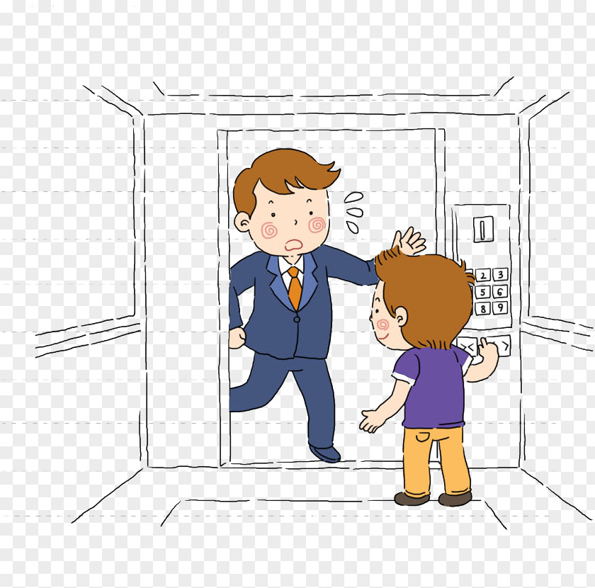 The Man On Elevator Illustration PNG