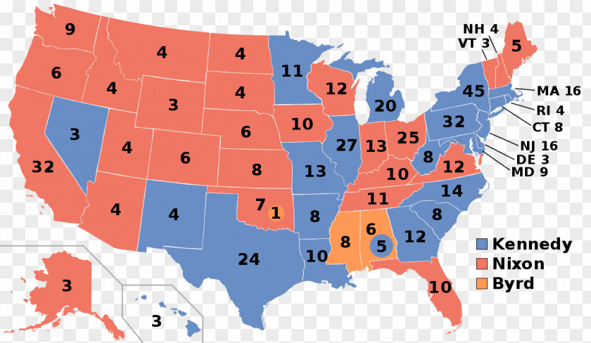 United States Presidential Election, 1960 1964 Electoral College PNG