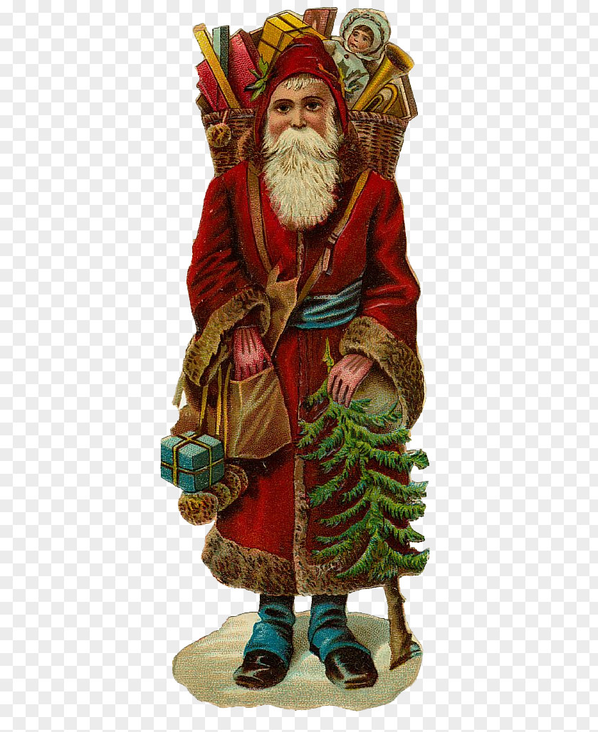 Vintage Victorian Christmas Santa Claus Ded Moroz Saint Nicholas Day Ornament PNG