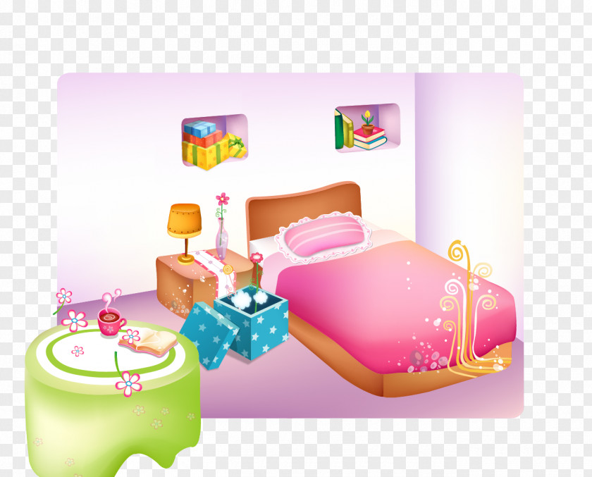 Princess House Bedroom Illustration PNG