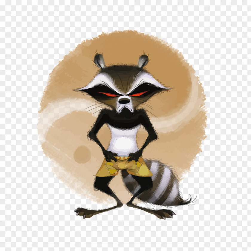 Vector Kung Fu Raccoon Cartoon PNG