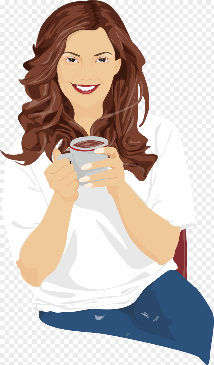Female People Eat Breakfast Euclidean Vector Drawing PNG