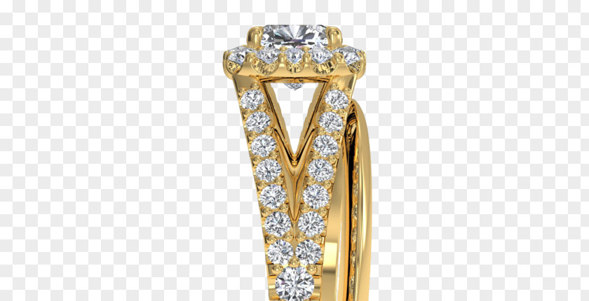 Halo Array Wedding Ring Gold Diamond PNG