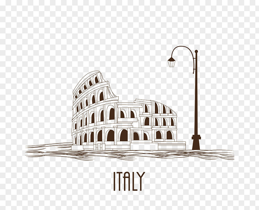 Hand Painted Roman Colosseum Illustration PNG