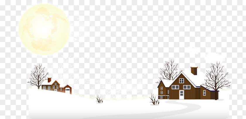Hand-painted Winter House Drawing Wallpaper PNG