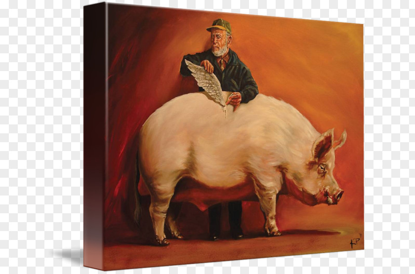 Pig Oil Painting Canvas Print PNG