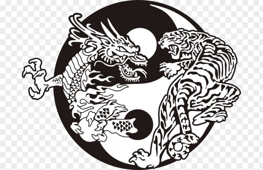Tiger Yin And Yang Chinese Dragon Tattoo PNG
