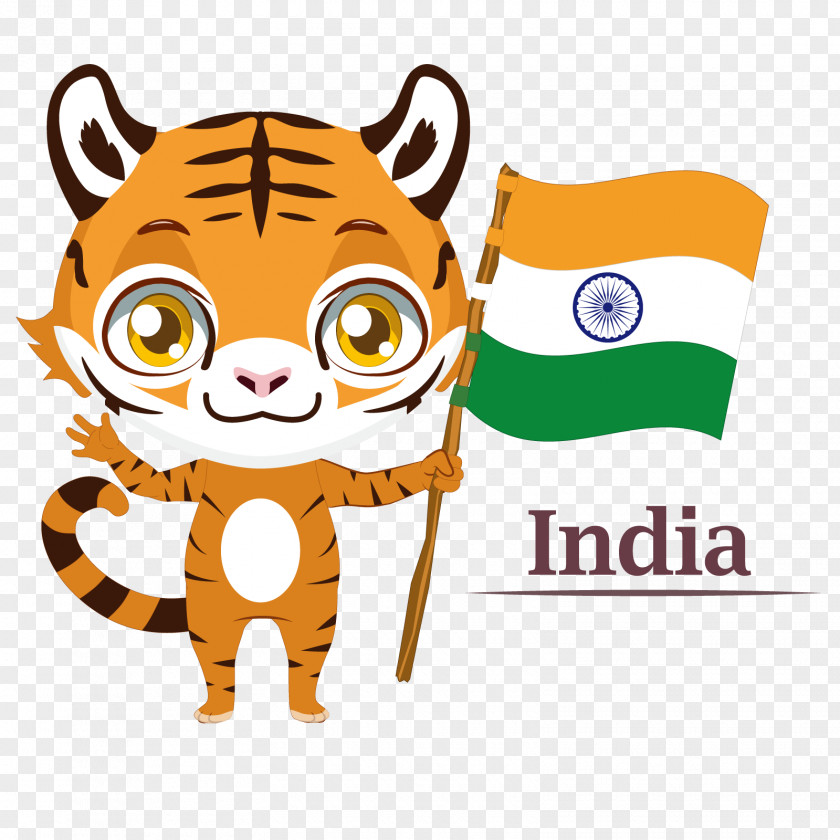 Vector India Bengal Tiger Flag Of Illustration PNG