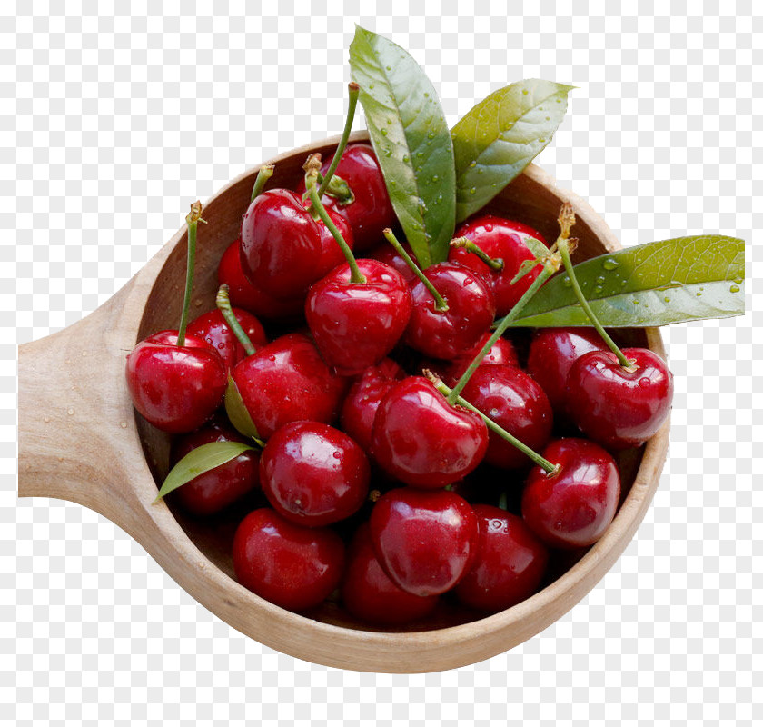 A Spoon Of Fresh Cherries Cherry Fruit Auglis PNG