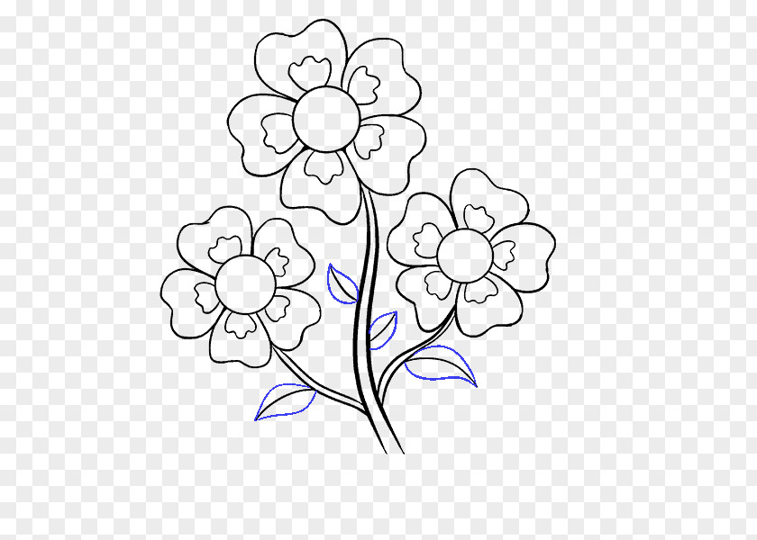 Easy Cartoon Flower Sketch Drawing Clip Art Image PNG