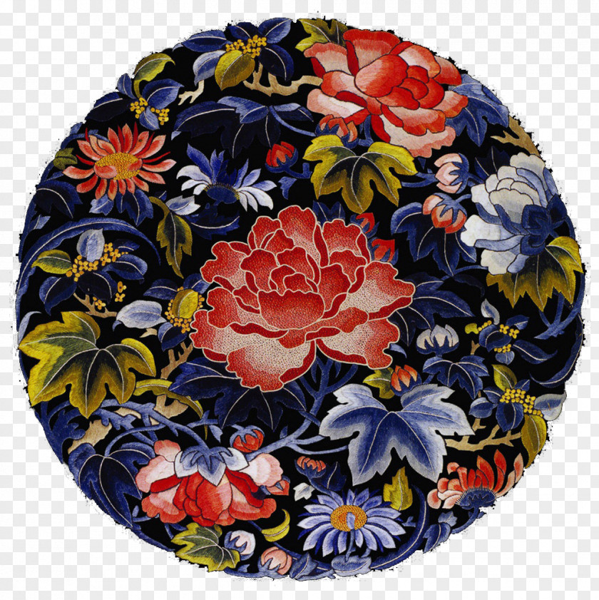 Qing Style Lotus Pattern China Embroidery Tradition Handicraft PNG