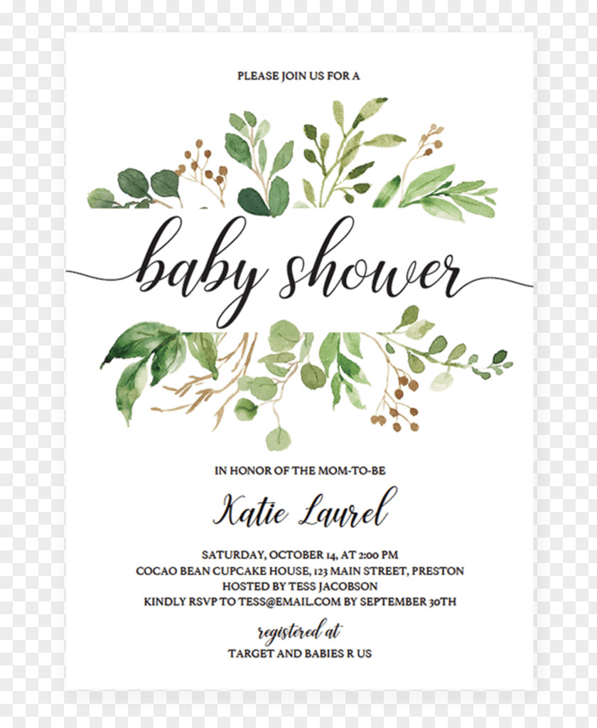 Shower Invitation Wedding Paper Green Leaf PNG