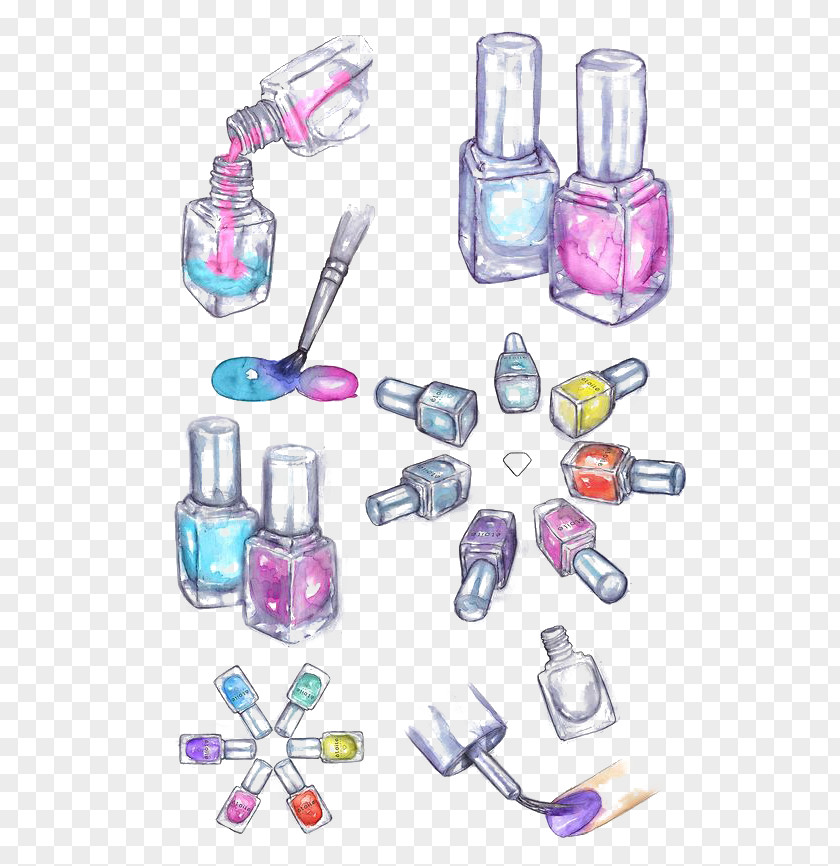 Drawing Nail Polish Cosmetics Watercolor Painting PNG