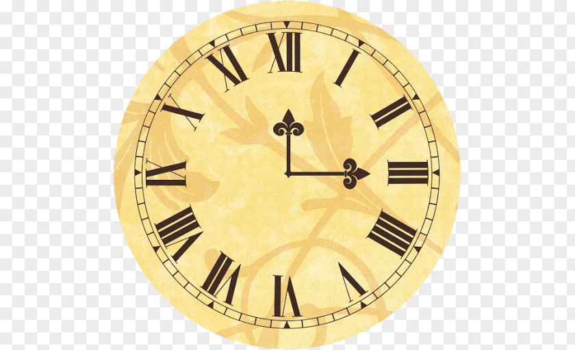 Yellow Medieval Watch Clock Face Longcase Roman Numerals Clip Art PNG