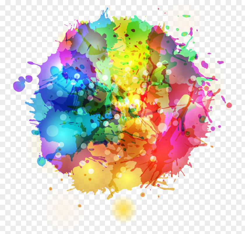 Round Color Ink Graffiti Watercolor Painting PNG