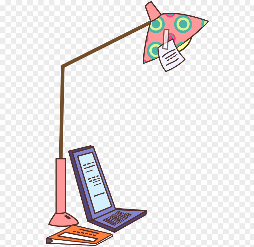Cartoon Vector Hand Painted Color Desk Lamp Notebook Drawing Illustration PNG