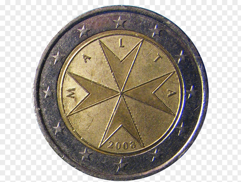 Euro 2 Coin Malta Coins Money PNG