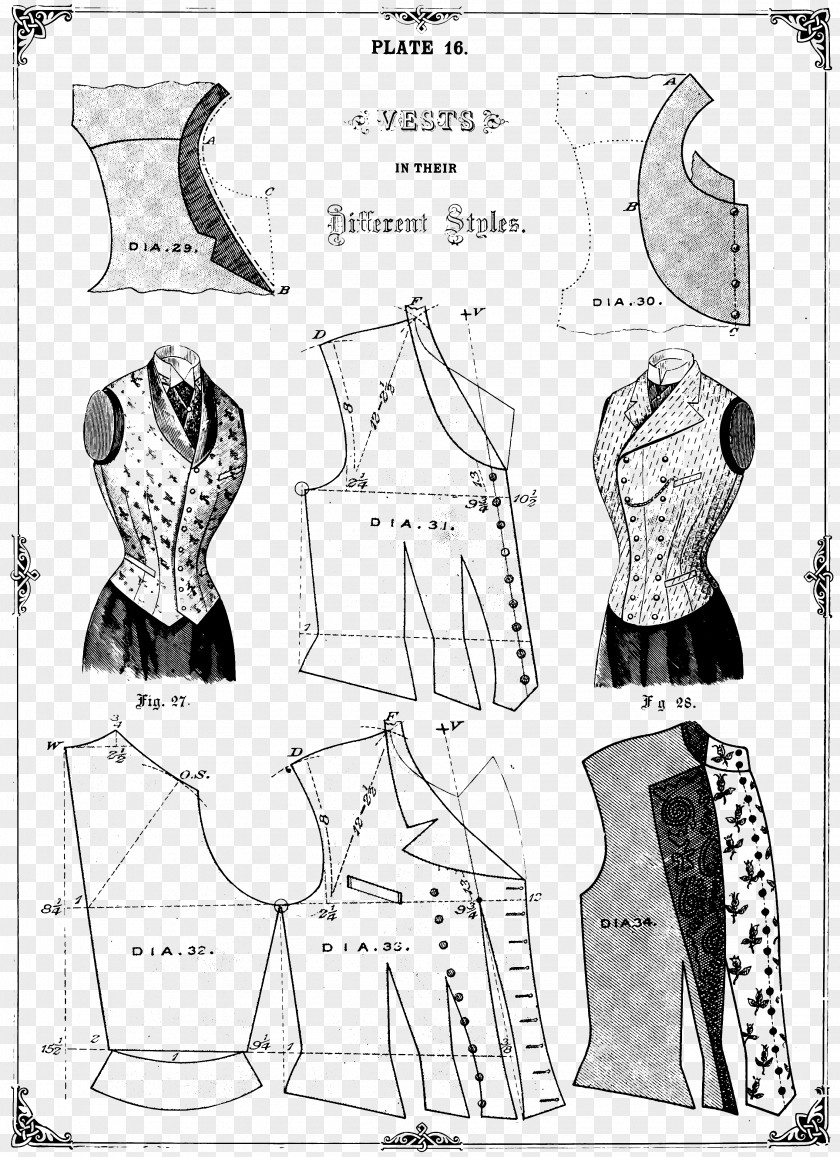 Practical Pictures Clothing Dress Sewing Waistcoat Pattern PNG