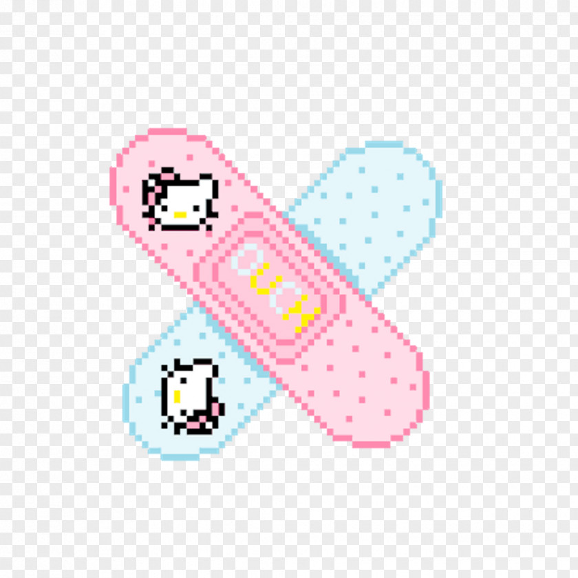 Cute Hello Kitty Band-Aid Pixel Art Drawing Adhesive Bandage PNG