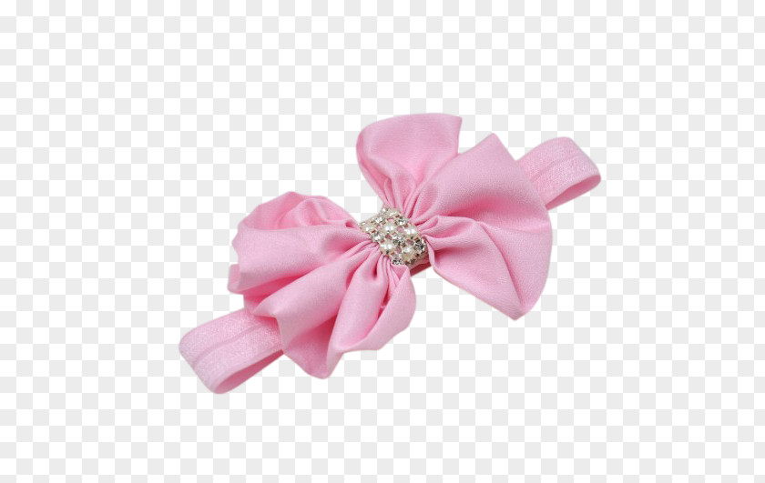 Pink Bow Headband Ribbon Textile Clothing Accessories Imitation Gemstones & Rhinestones PNG