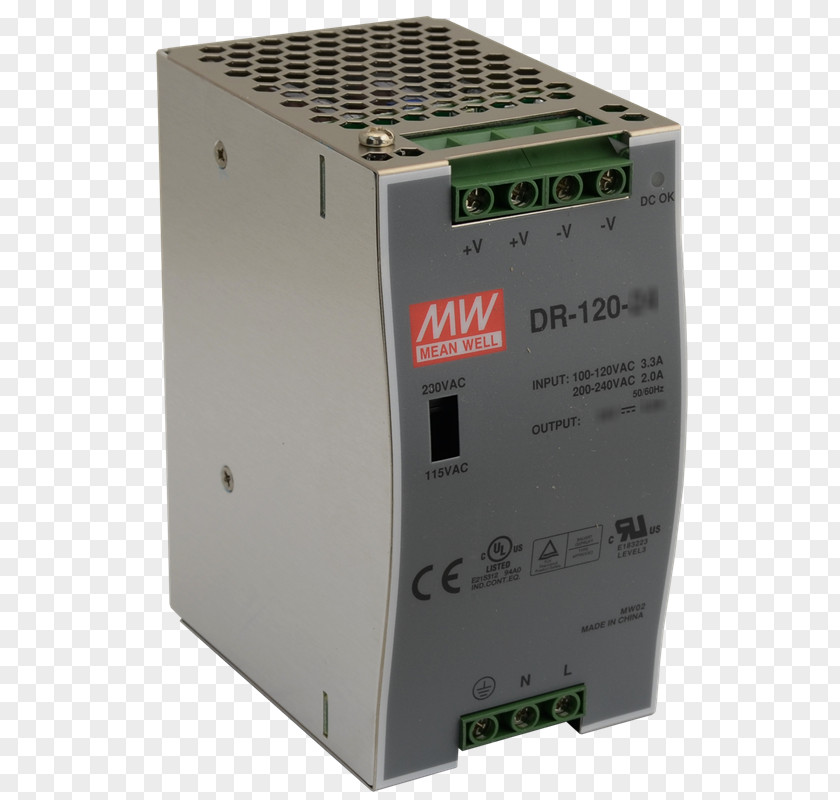 Power Supply Unit Converters MEAN WELL Enterprises Co., Ltd. DIN Rail Electronic Component Direct Current PNG