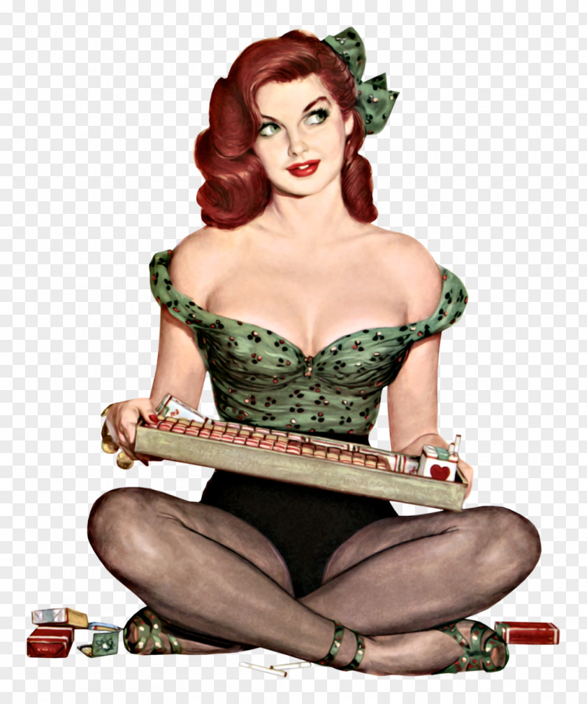 1950s Pin-up Girl Poster PNG girl Poster, pin up, woman holding brown tray clipart PNG