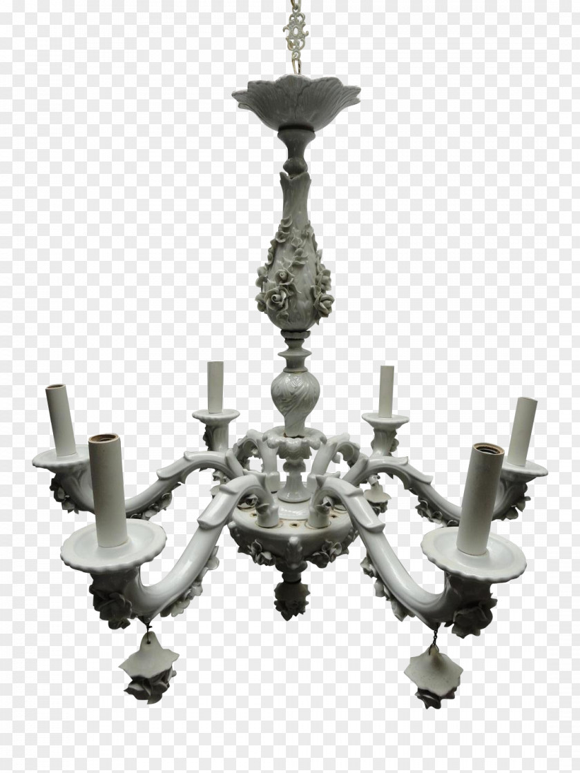 Capodimonte Porcelain Chandelier Italy Blue And White Pottery PNG