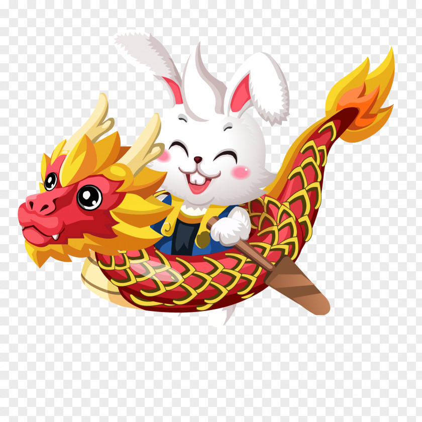 Dragon Boat Rabbit Clip Art PNG
