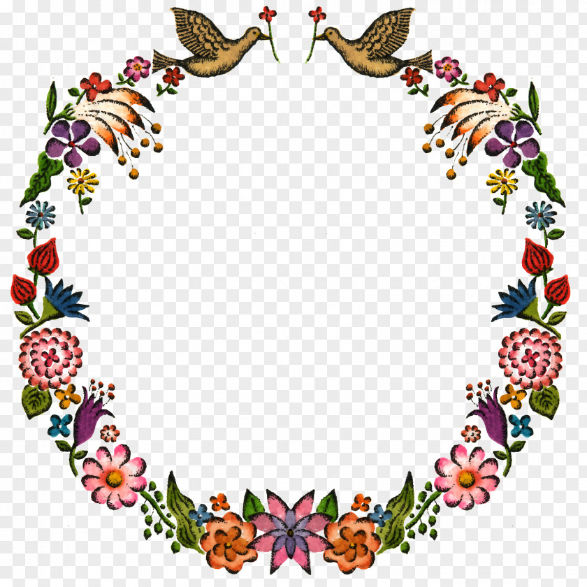 Hand-painted Birds And Flowers Texture Border Element Amazon.com Book PNG