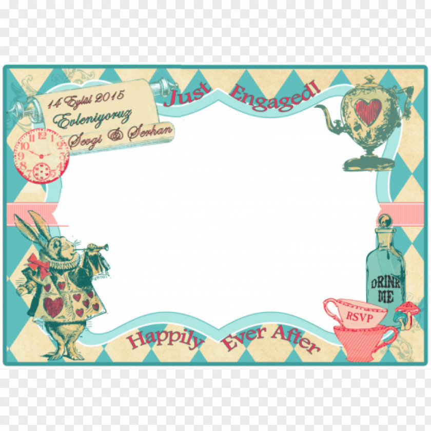 Alice Wonderland Watercolor Engagement Party In Birthday Supply PNG