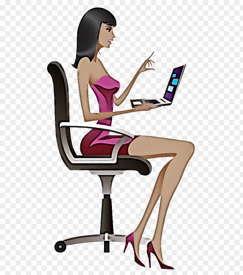 Office Chair Sitting Table Cartoon PNG