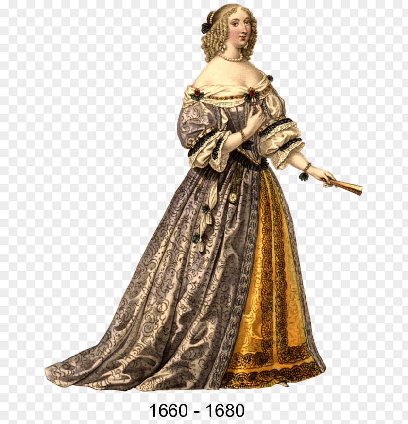 17th Century French Fashion Clothing Baroque Costume Woman PNG