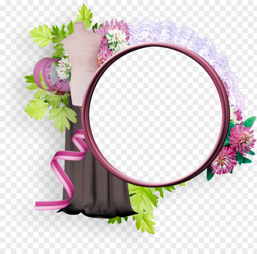 Oval Flower Pink Background Frame PNG