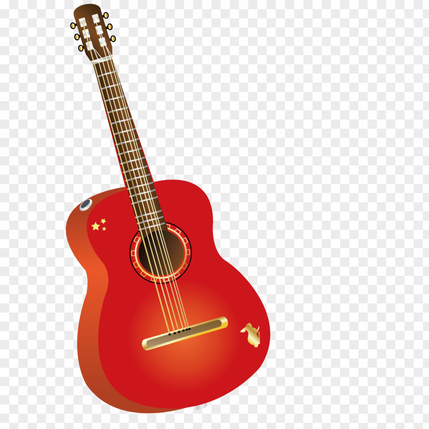 Vector Red Guitar Ukulele Musical Instrument Violin Electric PNG