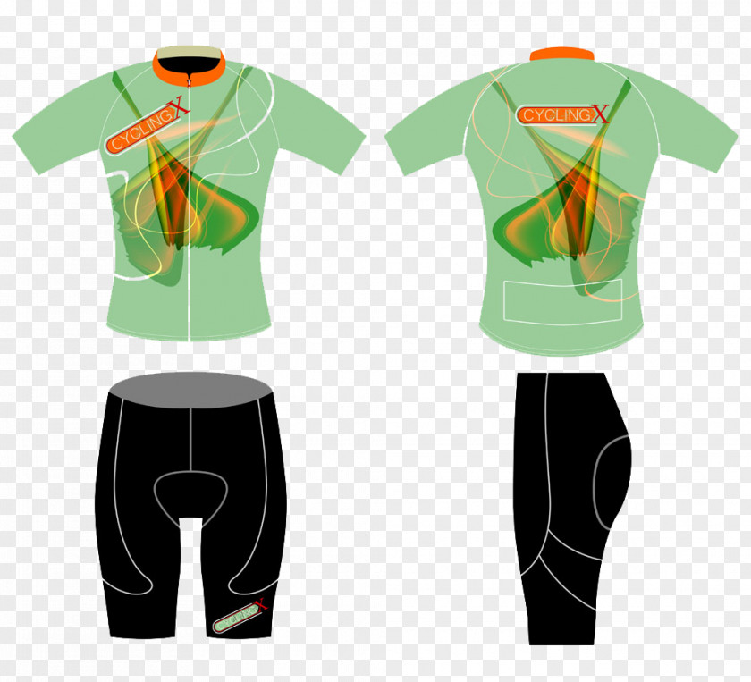 Green Fashion Sports T-shirt Design Image Cycling Illustration PNG