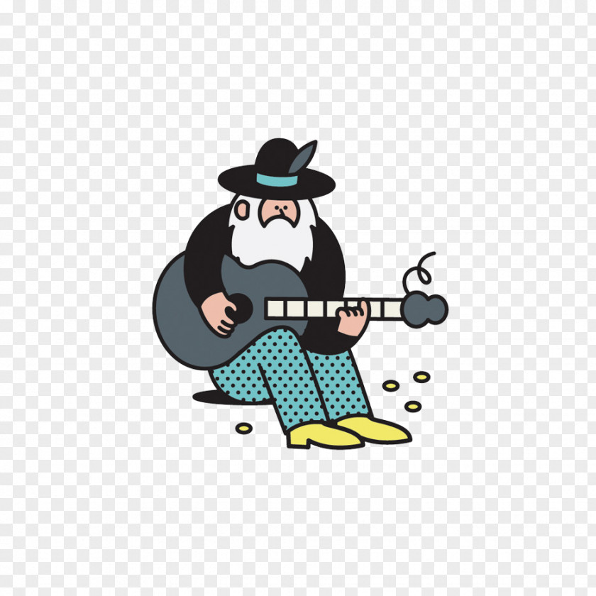 Flat Guitar Man Illustration PNG