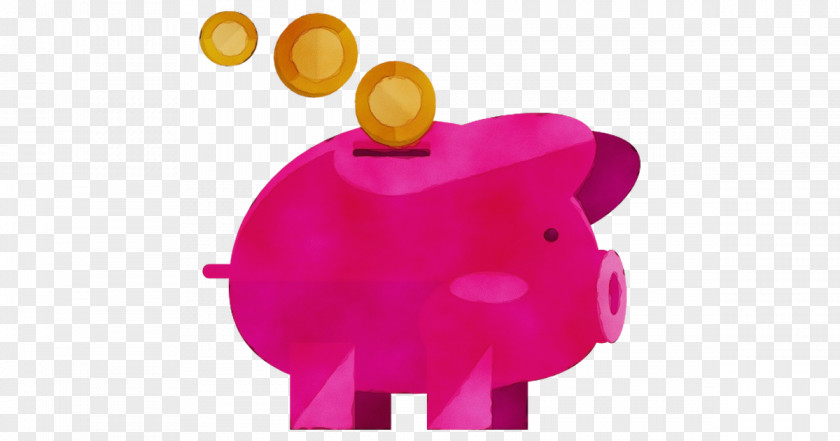 Magenta Piggy Bank PNG