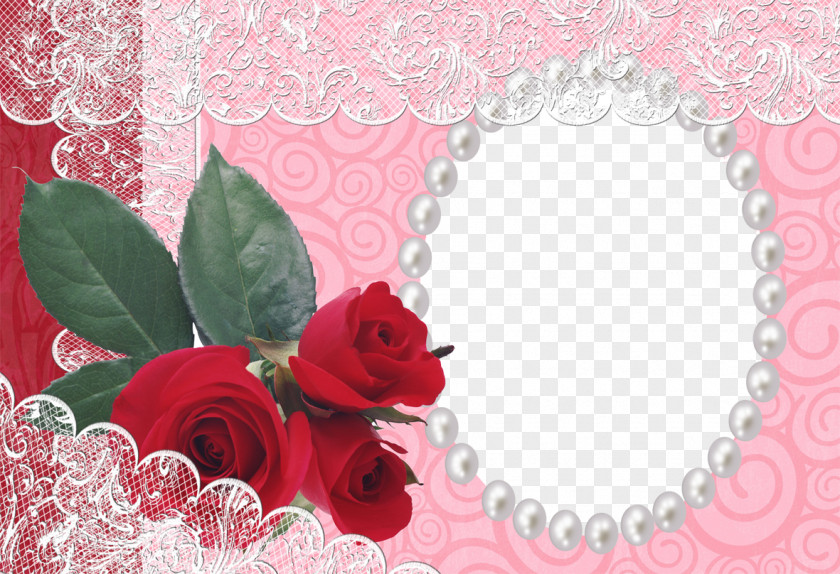 Red Flower Frame Photo Love Morning Good Wallpaper PNG