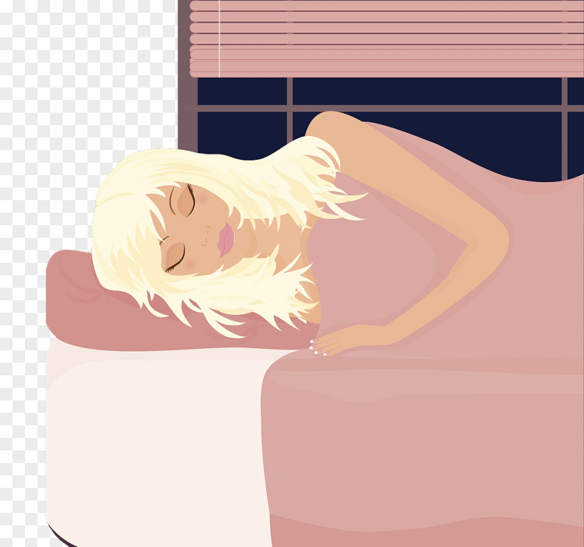 A Long Haired Beauty With Flat Illustrations And Sideways Sleeping Drawing Cartoon Illustration PNG